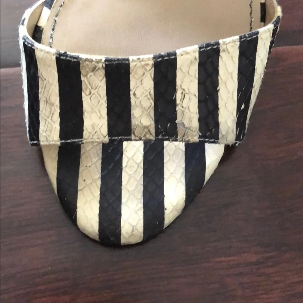 Real Italian leather black/white stripe pumps - Picture 7 of 7